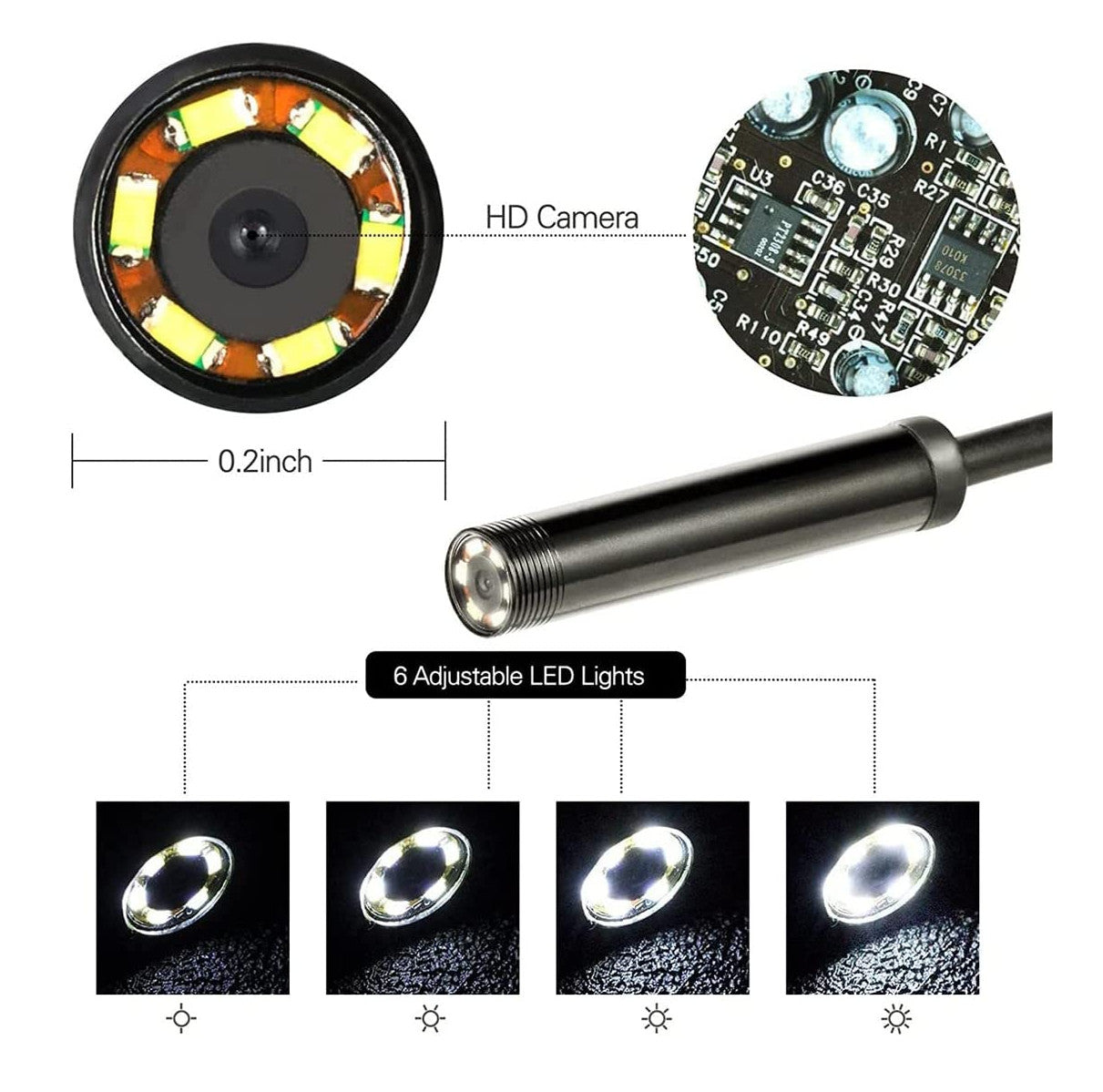 Endoscopio Camara Micro USB 3 en 1 2MTR