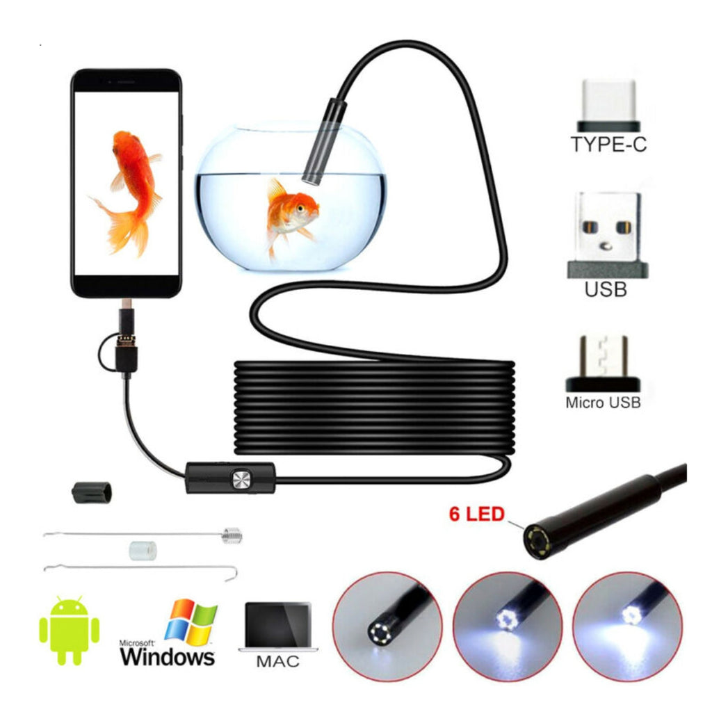 Endoscopio Camara Micro USB 3 en 1 2MTR