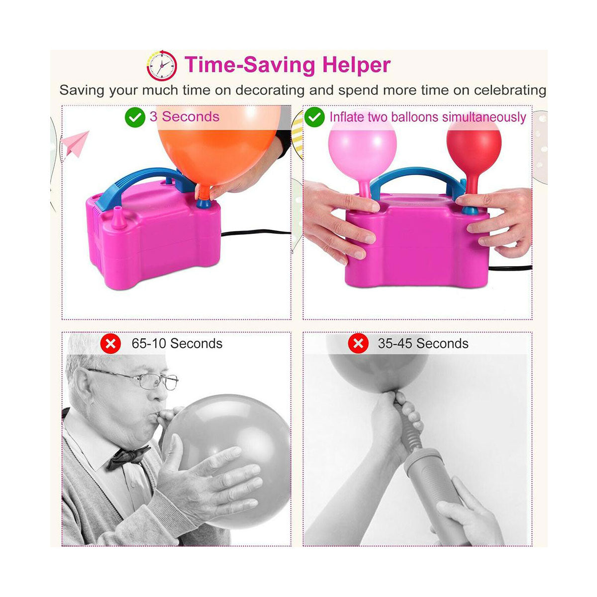 Inflador Globos Eléctrico Automático