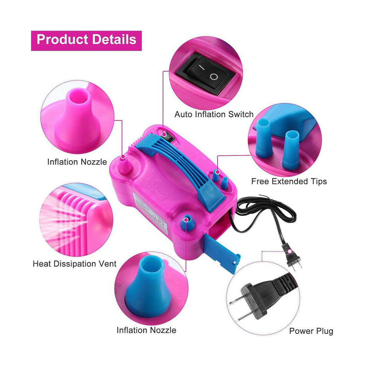 Inflador Globos Eléctrico Automático