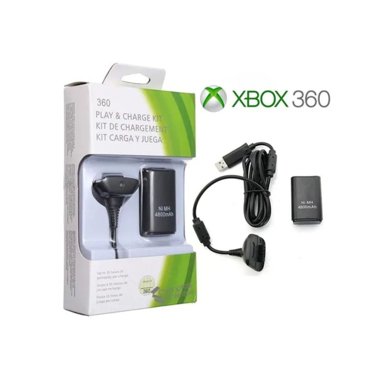 Kit Carga y Juega Pila Control Xbox 360