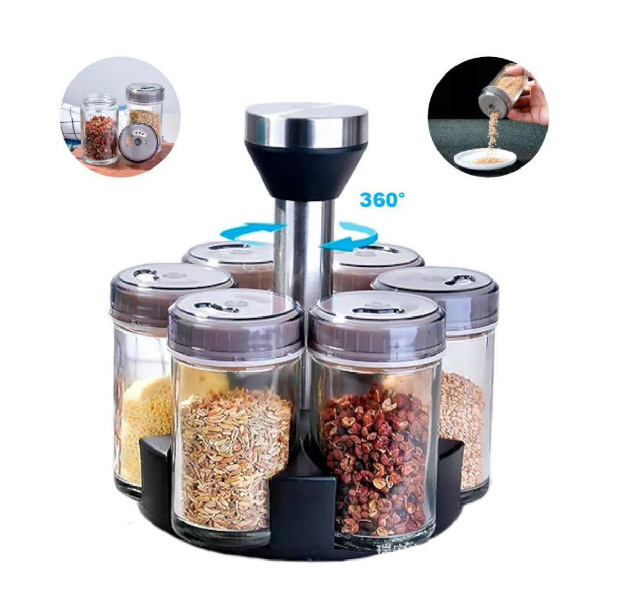 Condimentero Organizador 360 + 6 Frascos