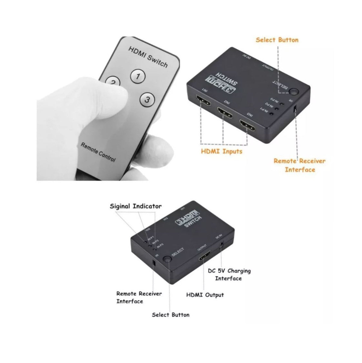 Hdmi Switch Multiplicador Selector 3x1