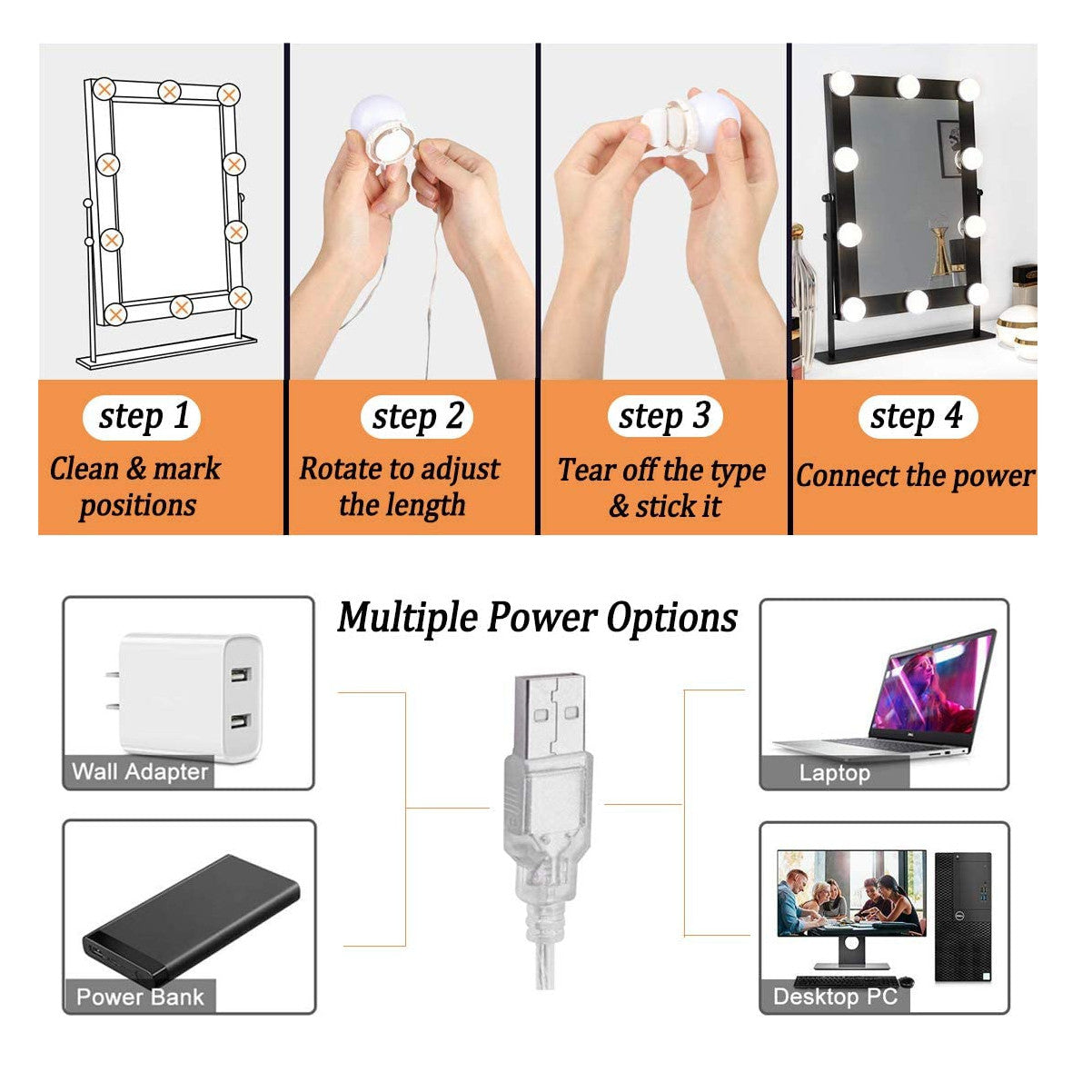 Extension Luces Espejo 10 Bombillas