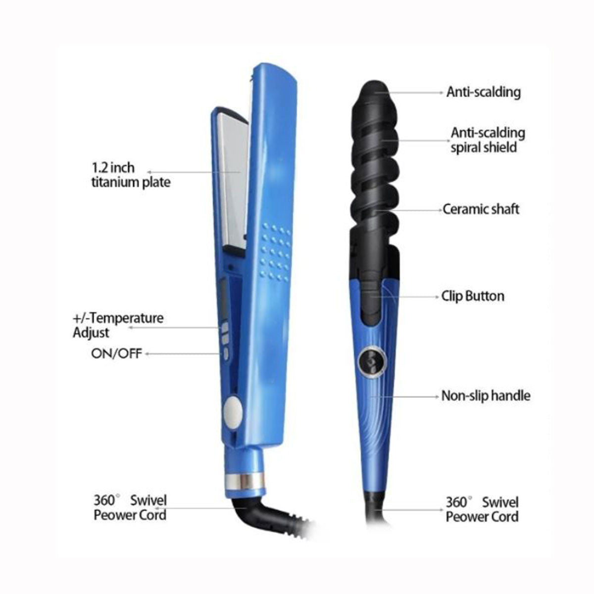 Combo Plancha Peine Rizador Nano