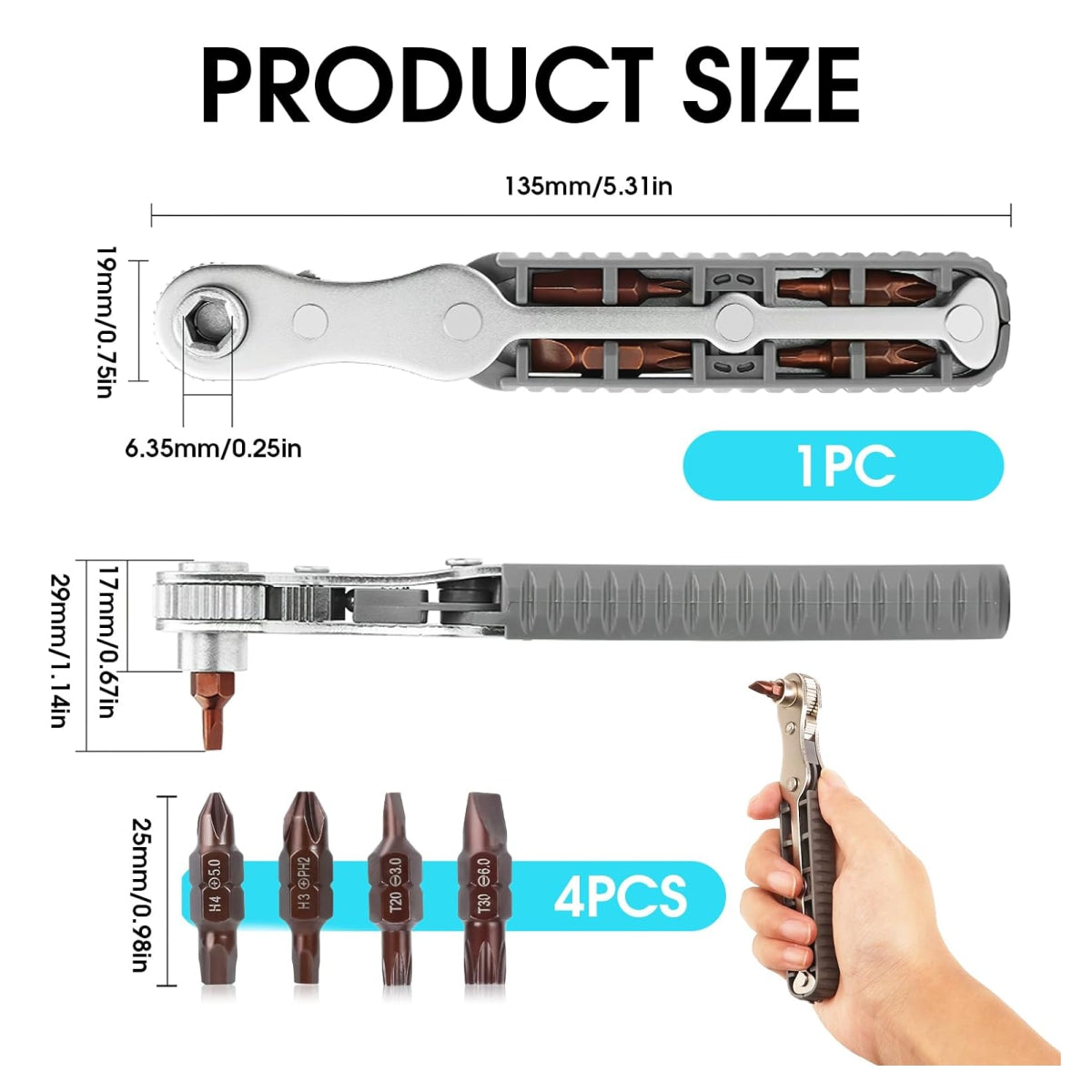 Kit destornilladores trinquete Magnético