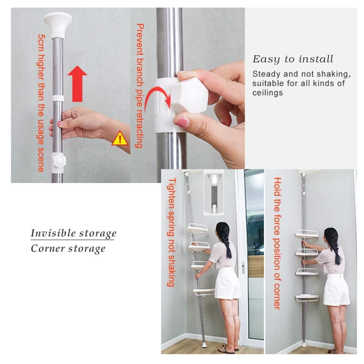 Esquinero Baño 4 niveles 15kg Estante