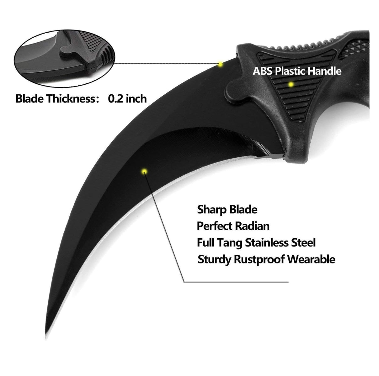 Cuchillo Karambit táctico de acero Militar