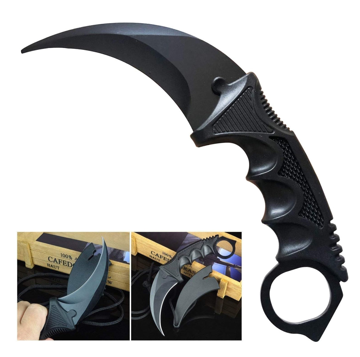 Cuchillo Karambit táctico de acero Militar