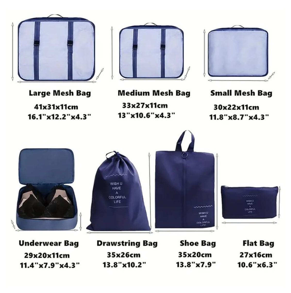 Set Bolsas maleta Viaje 7pcs Organizado