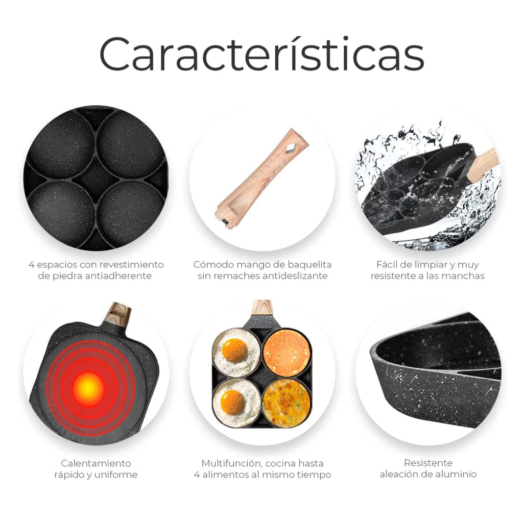 Combo Sarten Antiadhere 4 y 3 Puestos