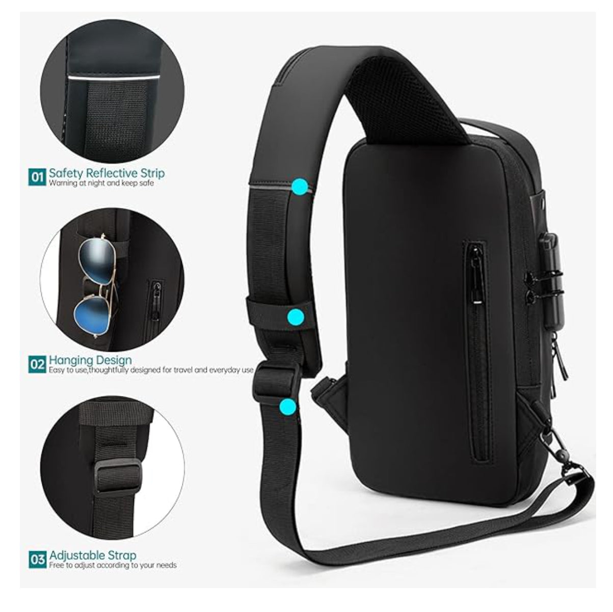 Maleta Antirrobo Puerto Usb Bolso Cruzado