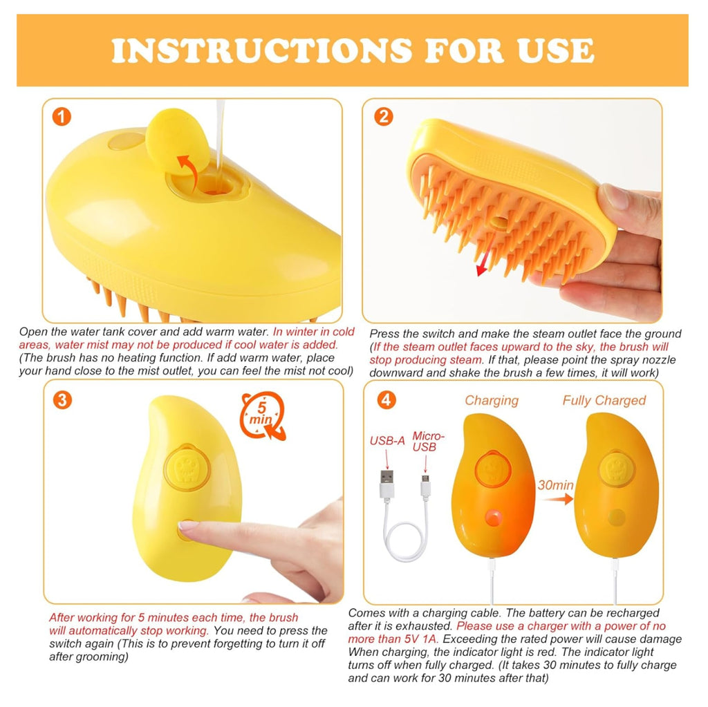 Cepillo de vapor 3 en 1 Gato mascota