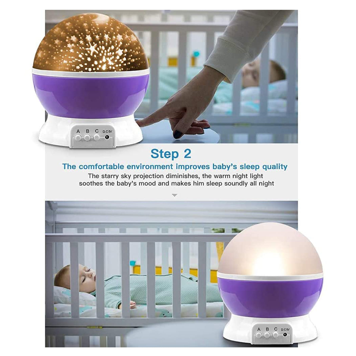 Lampara Proyector Luna estrellas Gira