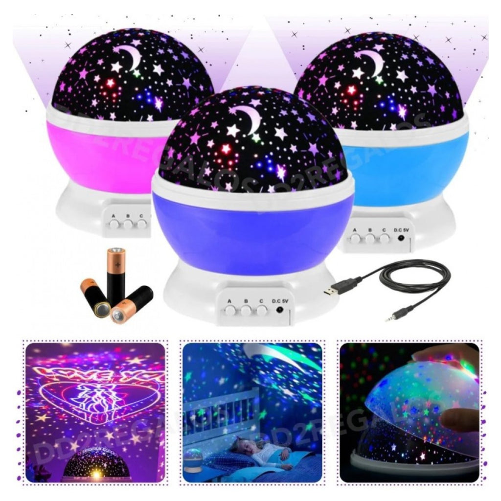 Lampara Proyector Luna estrellas Gira