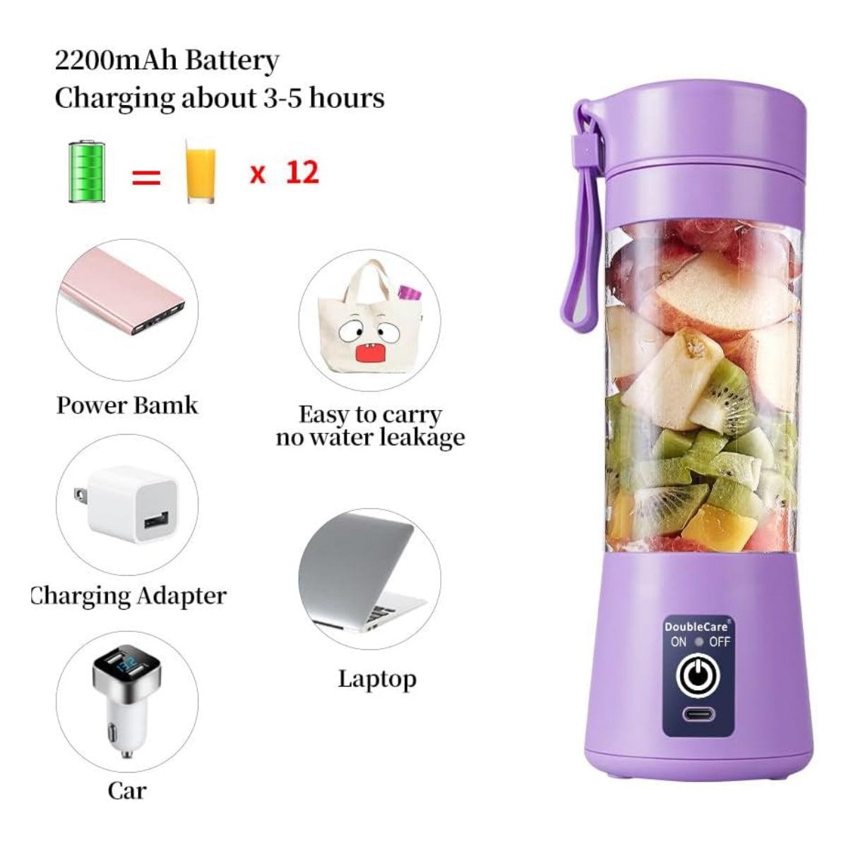 Licuadora Portatil Jugos Y Batidos 380ml