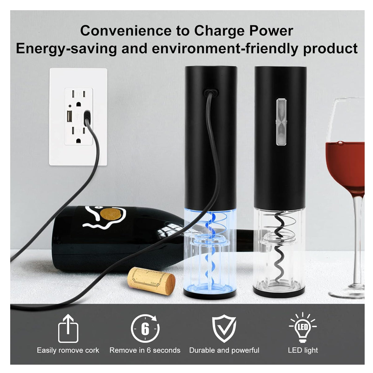 Sacacorchos Vino Recargable Usb