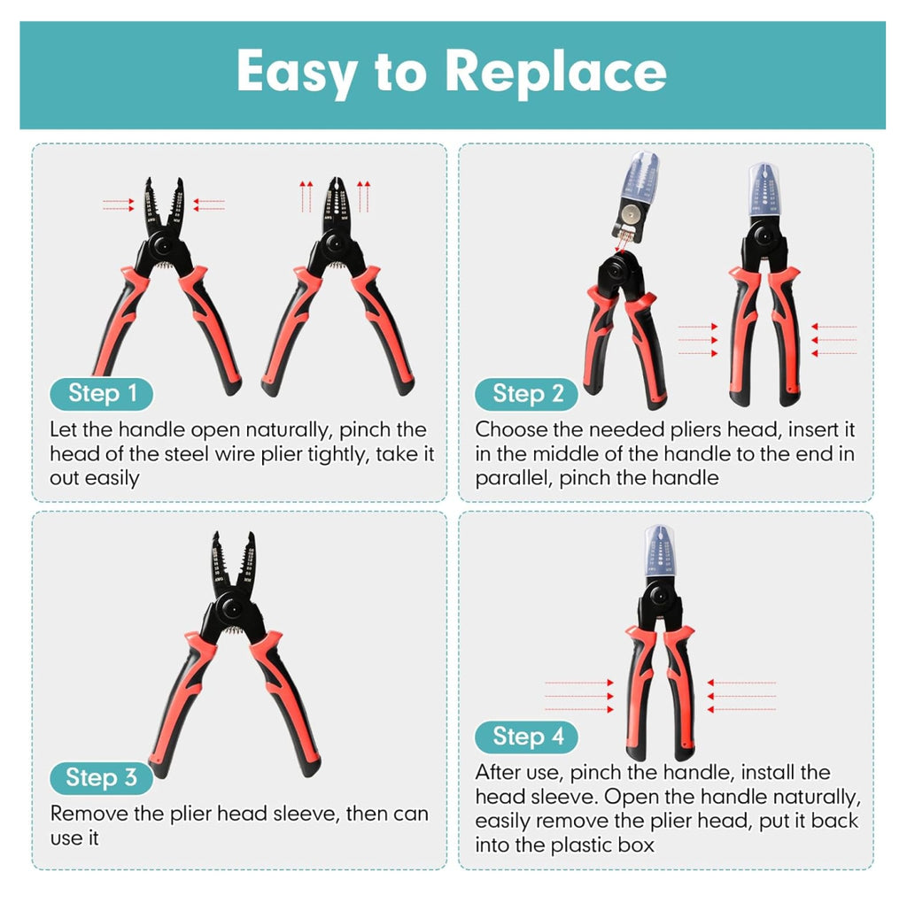 Juego De Alicates 5 En 1 intercambiable