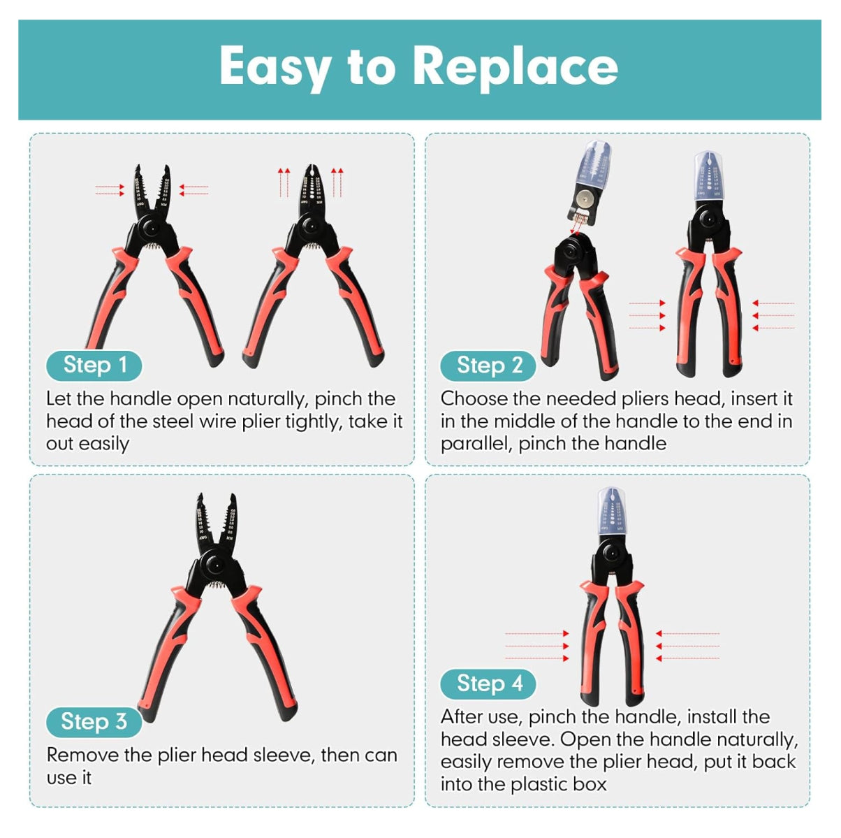 Juego De Alicates 5 En 1 intercambiable