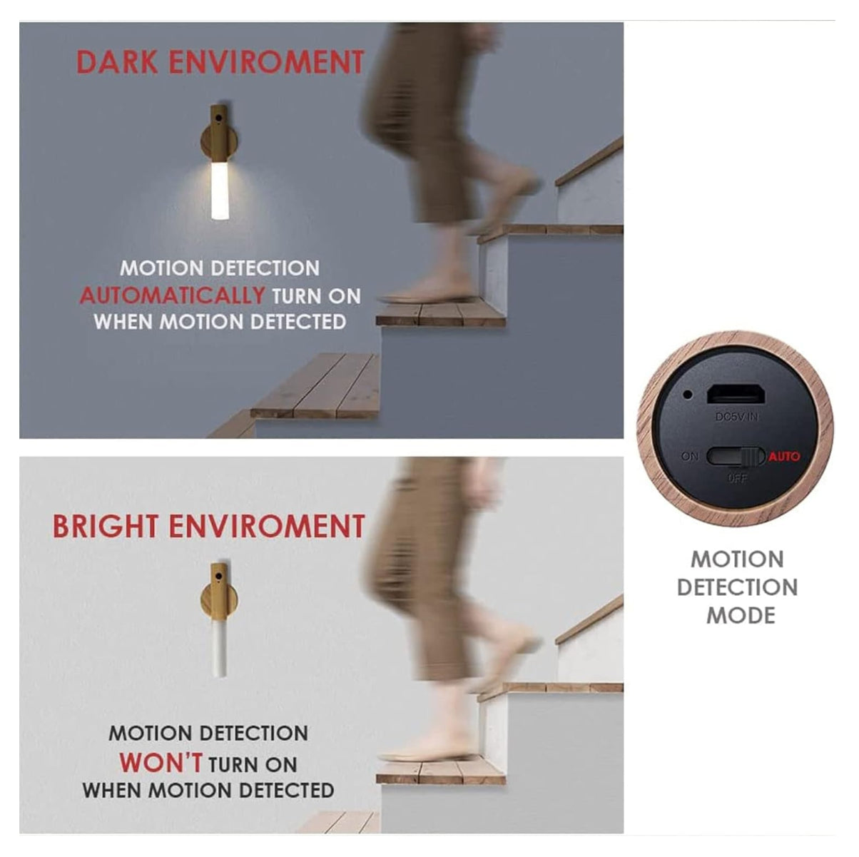 Lampara Magnetica sensor en Madera Vara