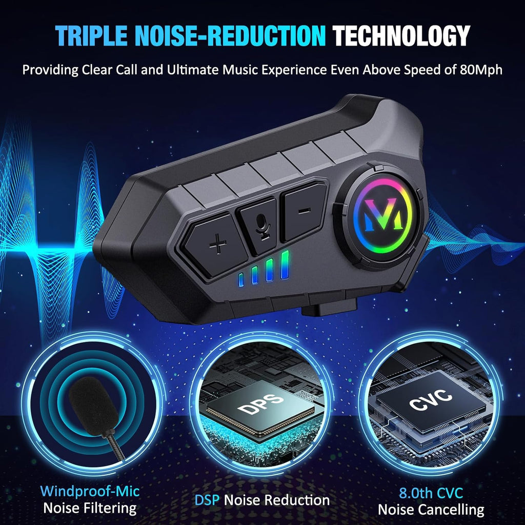 Auricular para casco Bluetooth IPX6 V10