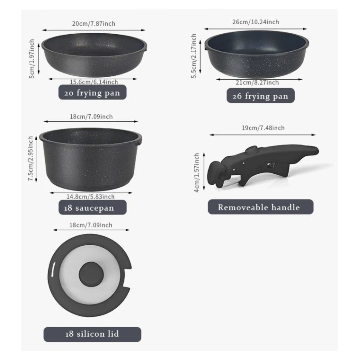 Juego Ollas Donnor Mango desmontable 5pc
