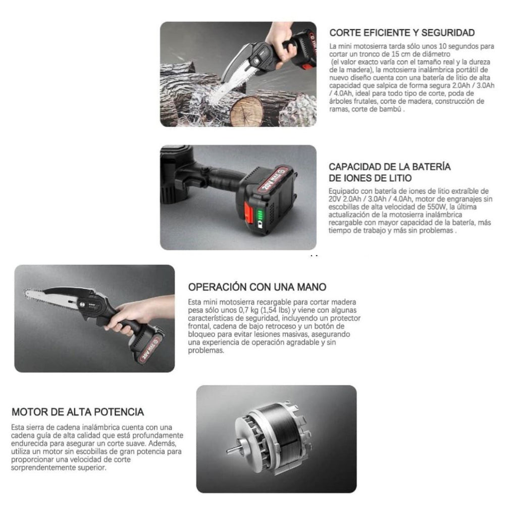 Mini Motosierra De Mano 2 Bateria