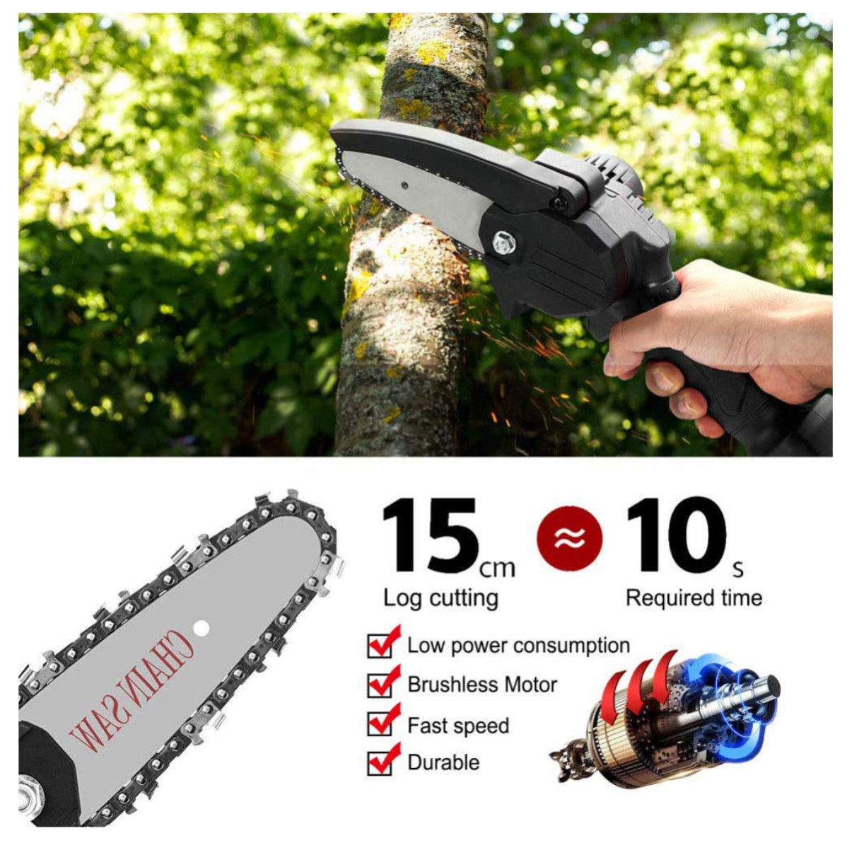 Mini Motosierra De Mano 2 Bateria