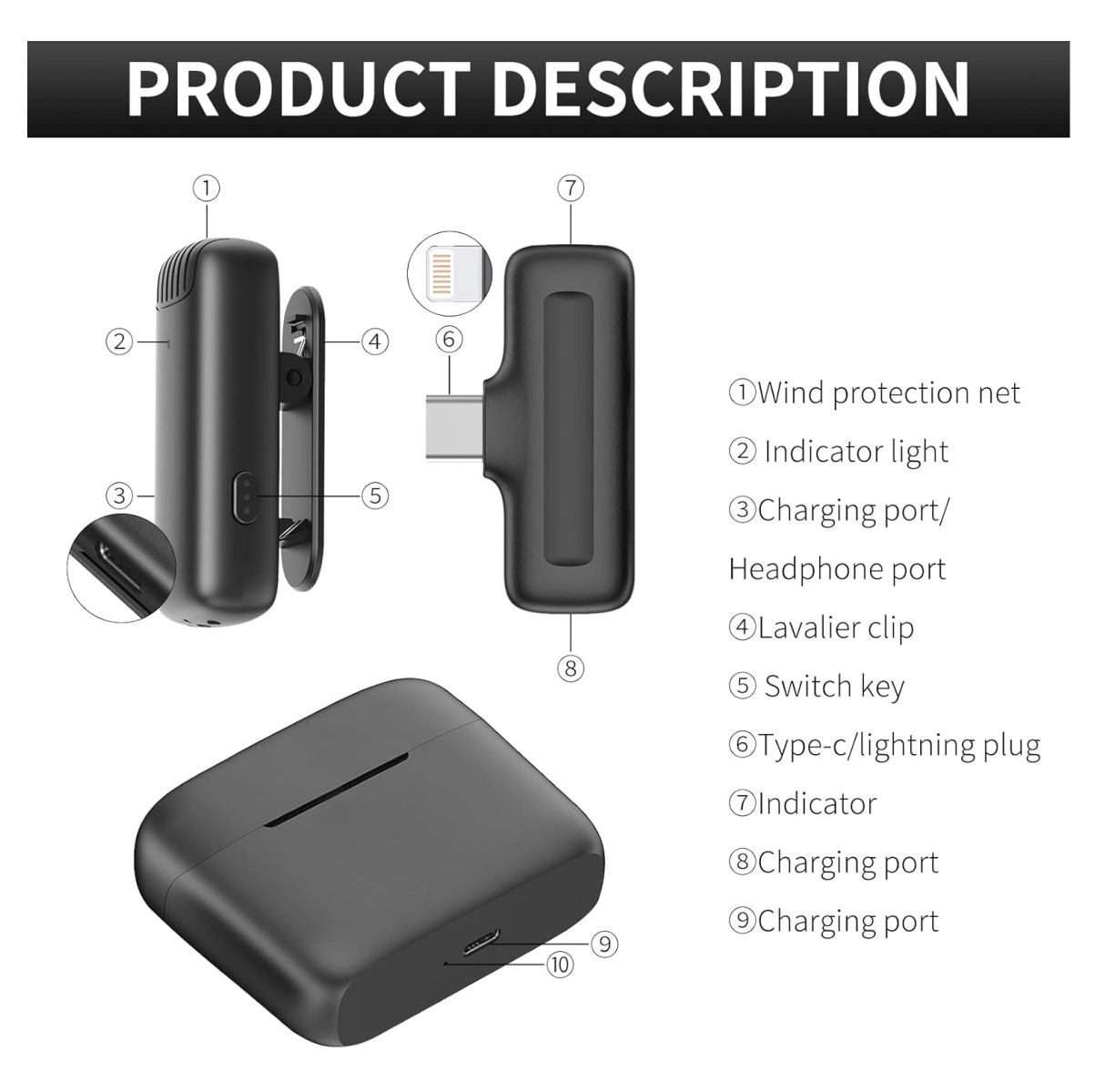 Microfono de Solapa Recargable Dual
