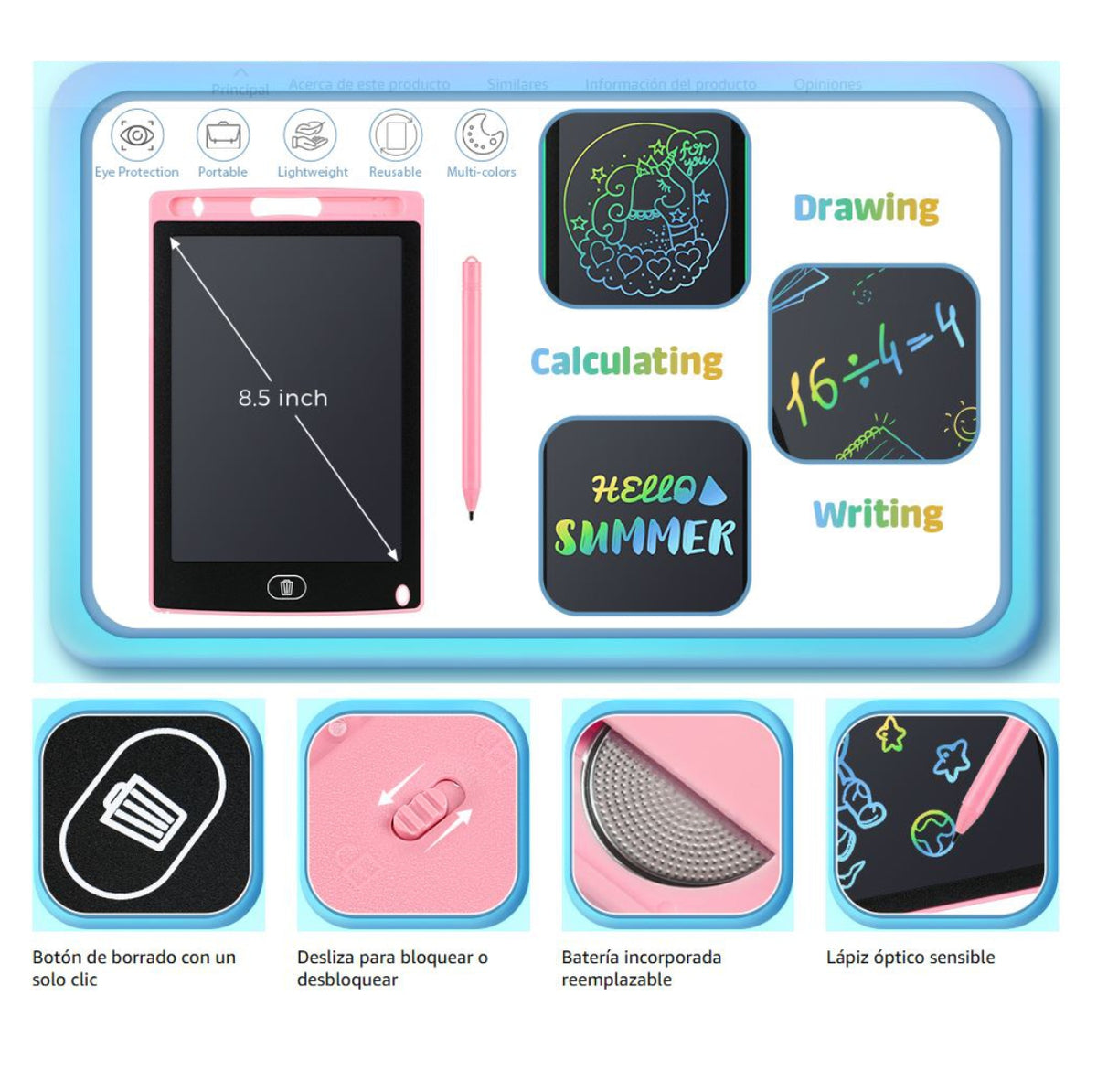 Tablero Pizarra Magica Niños Lcd 12pulga