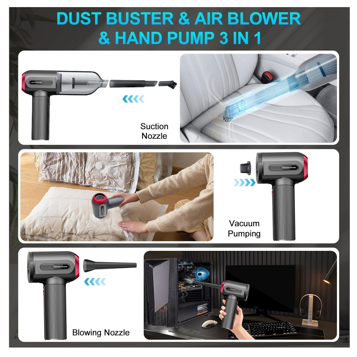 Aspiradora sopladora de Mano 7 en 1