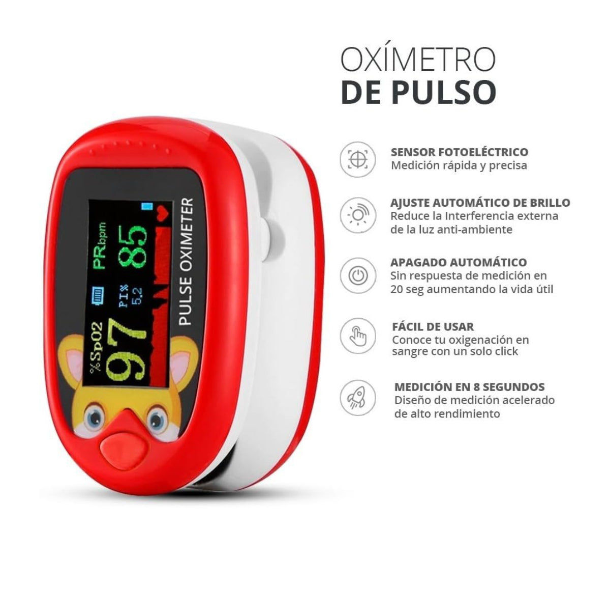 Oximetro Pediátrico Bebe Recargable USB