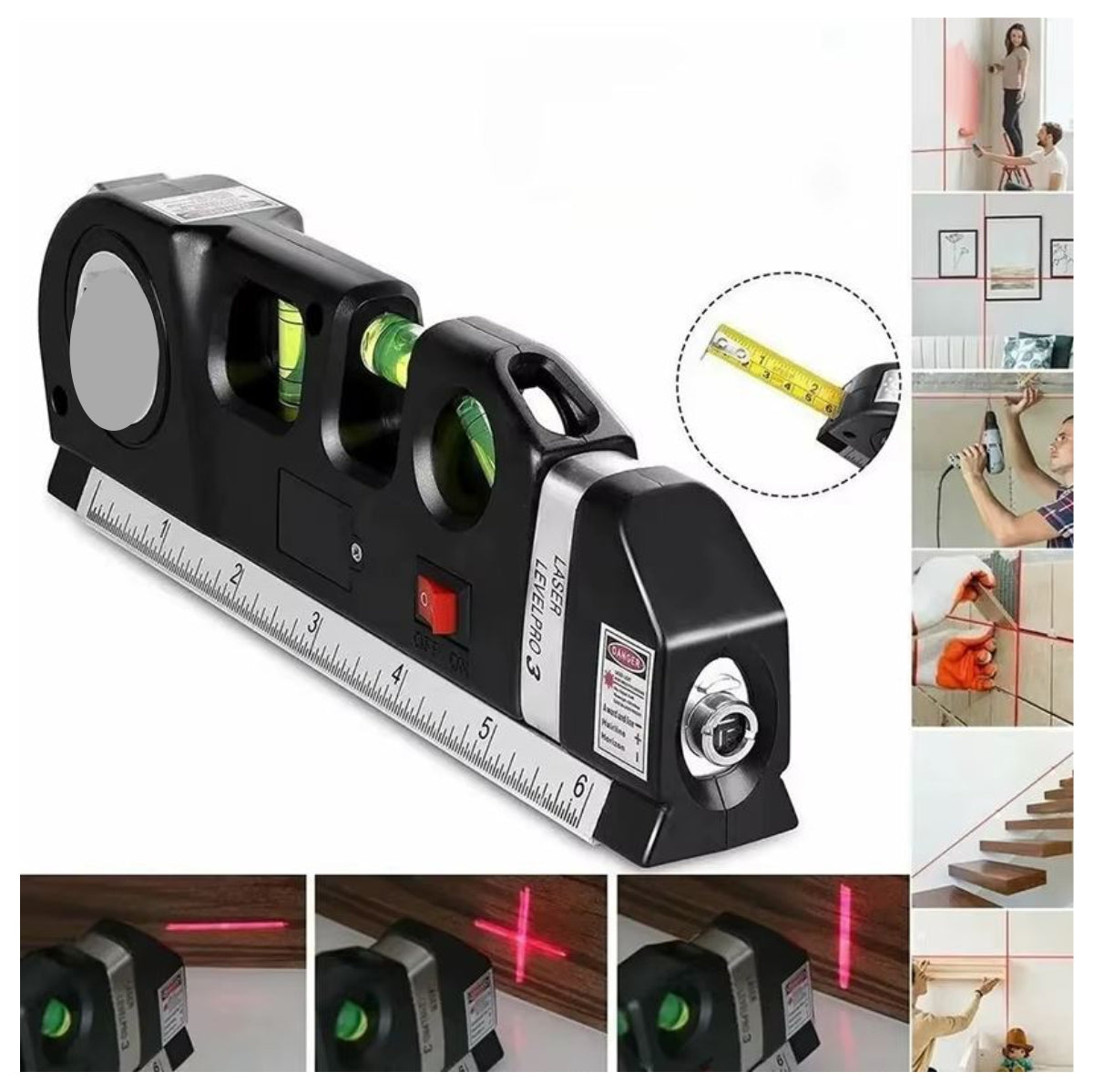 Nivel laser línea de cinta métrica