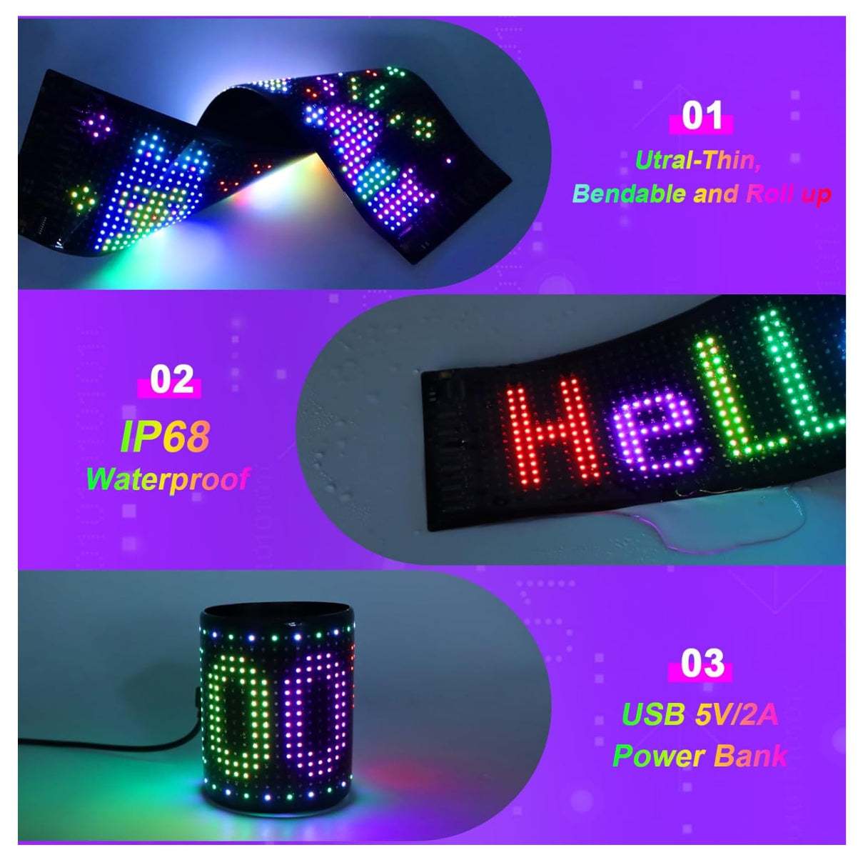 Letrero LED Programable RGB 25cmx10cm