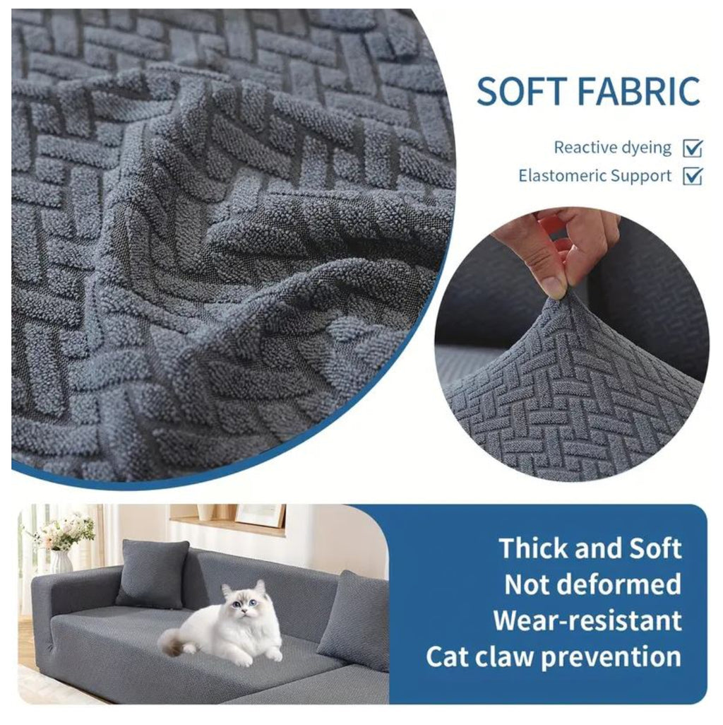 Forro Elástico de Sofá en L (3+3 Puesto)