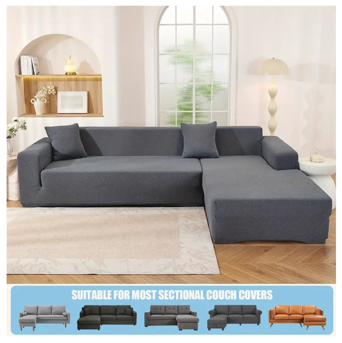 Forro Elástico de Sofá en L (3+3 Puesto)