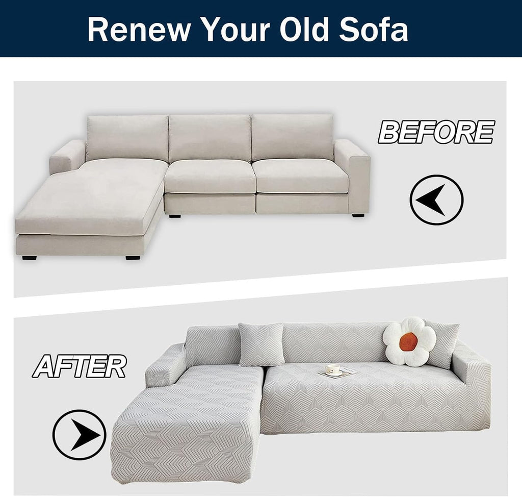 Forro Elástico de Sofá en L (3+3 Puesto)