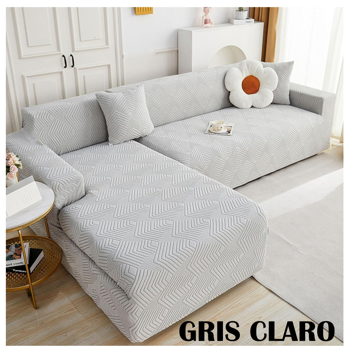 Forro Elástico de Sofá en L (3+3 Puesto)