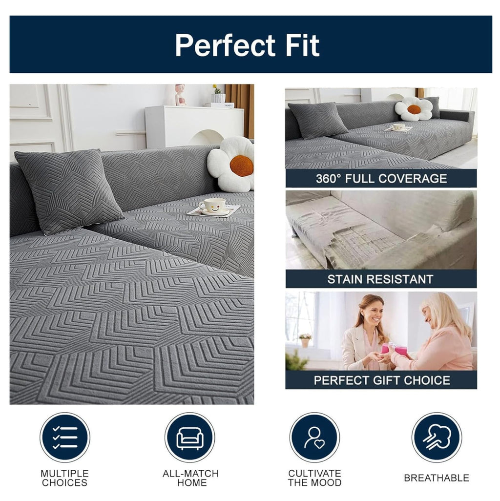 Forro Elástico de Sofá en L (3+3 Puesto)