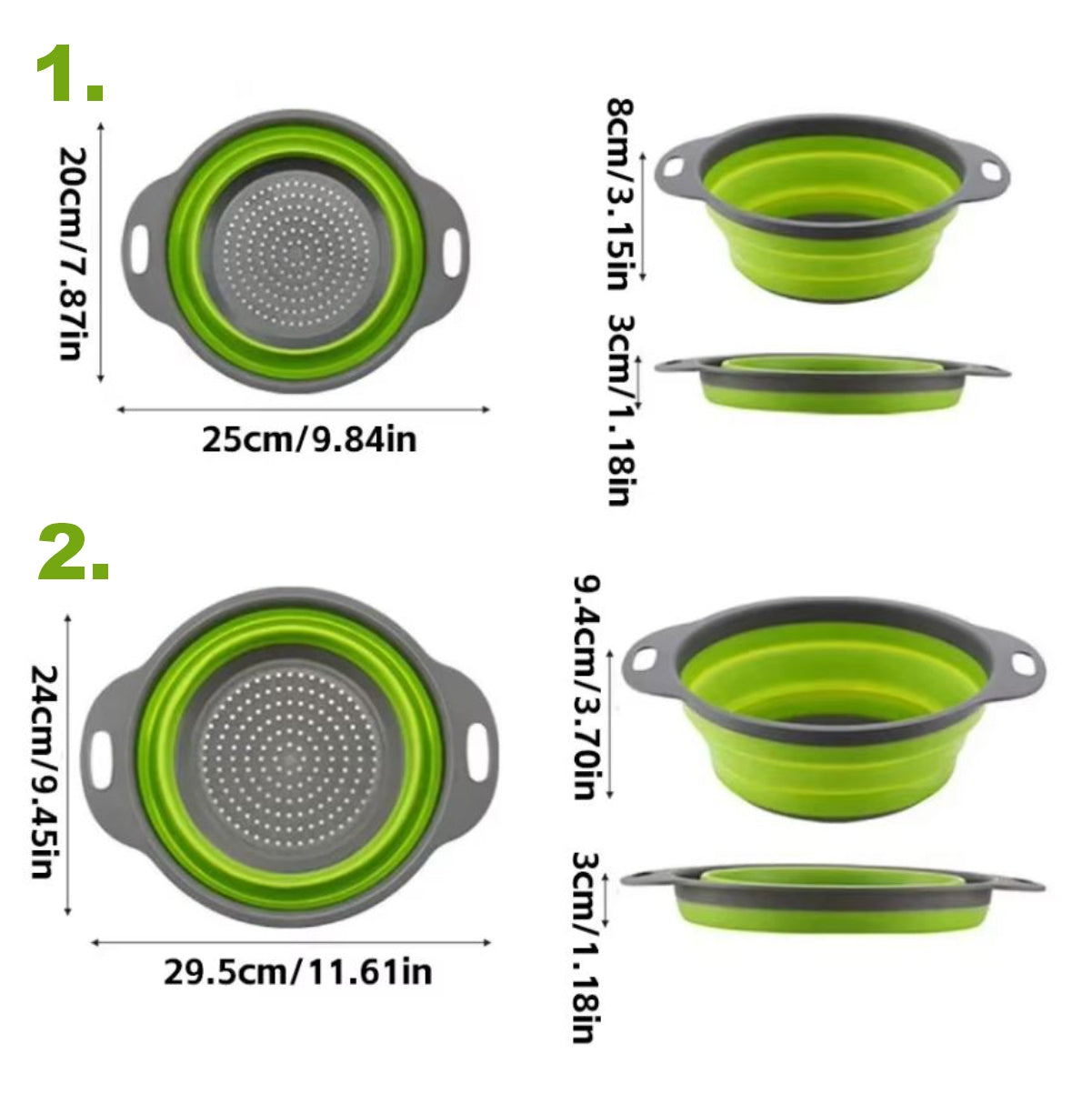 Coladores Plegables de Silicona juego X2