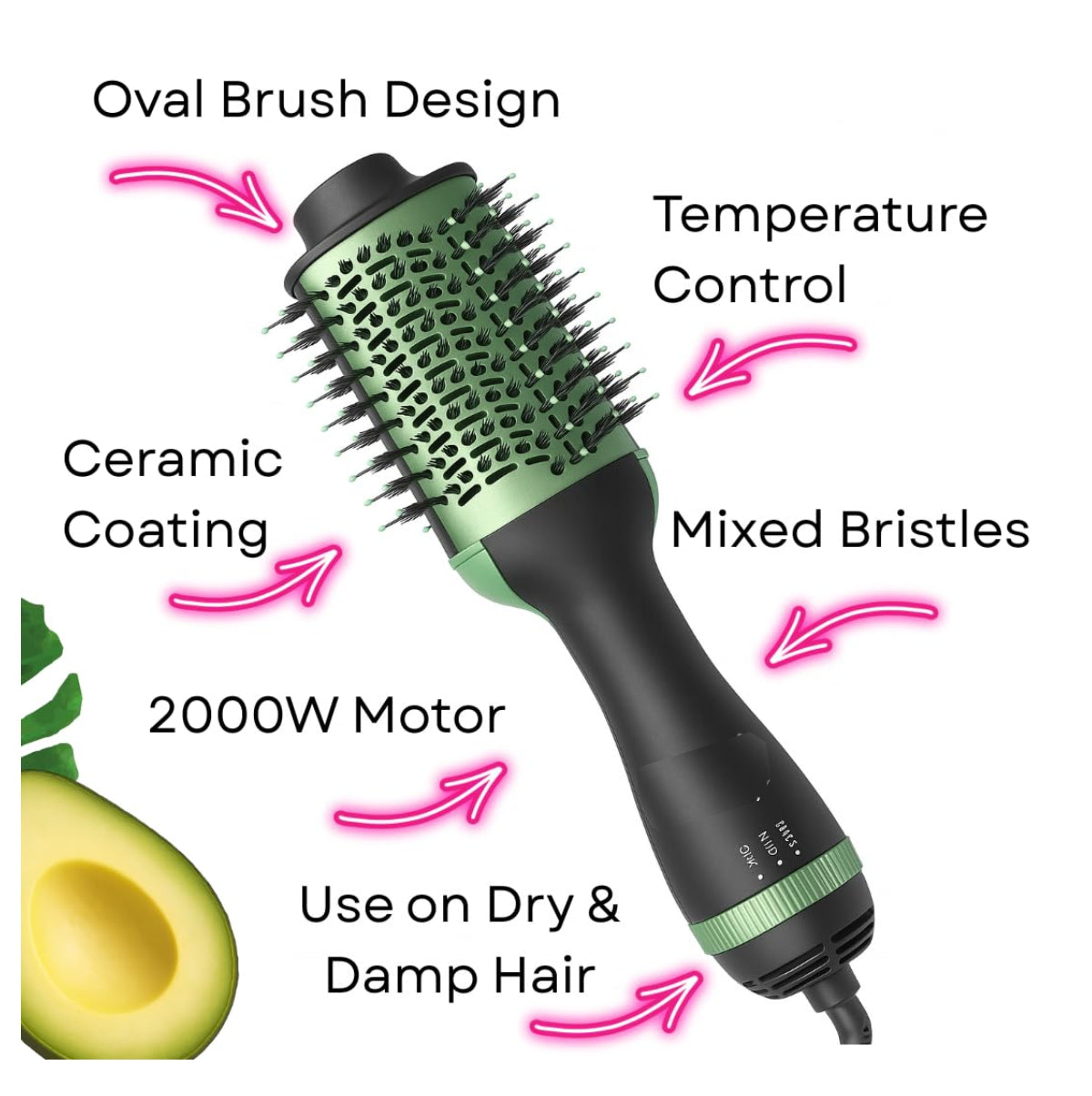 Cepillo Secador Avocado 3D Aguacate