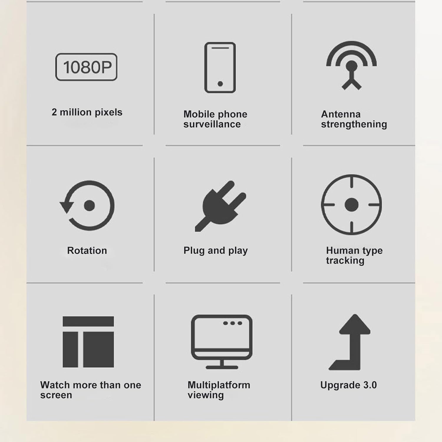 Camara seguridad 3 antenas 1080P HD