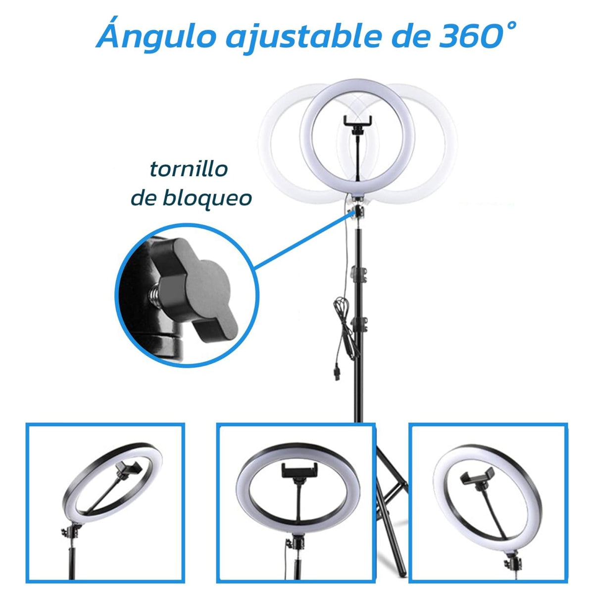 Aro De Luz 26 Cm + Trípode 2,10 Metros
