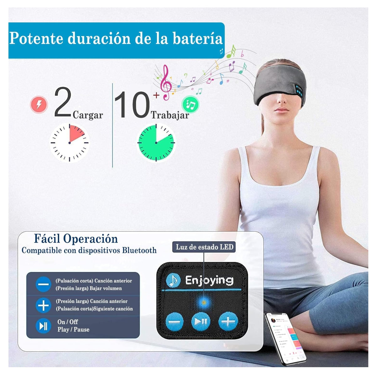 Banda Antifaz para Dormir con Bluetooth