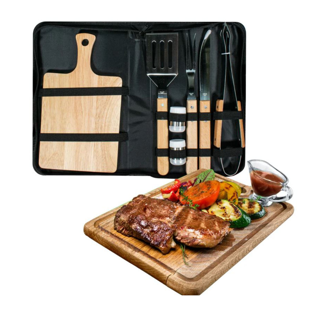 Kit Asado Parrilla BBQ con estuche 7pcs