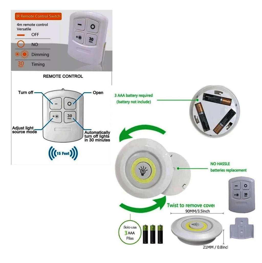 Lampara Luz Led set por 3 con Control