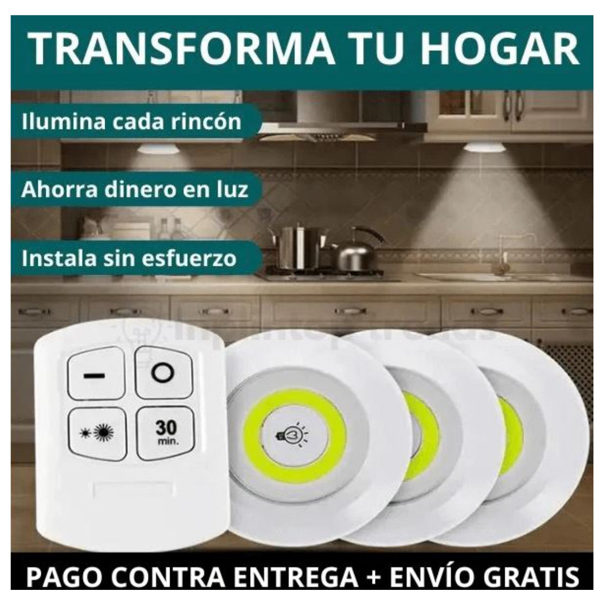 Lampara Luz Led set por 3 con Control