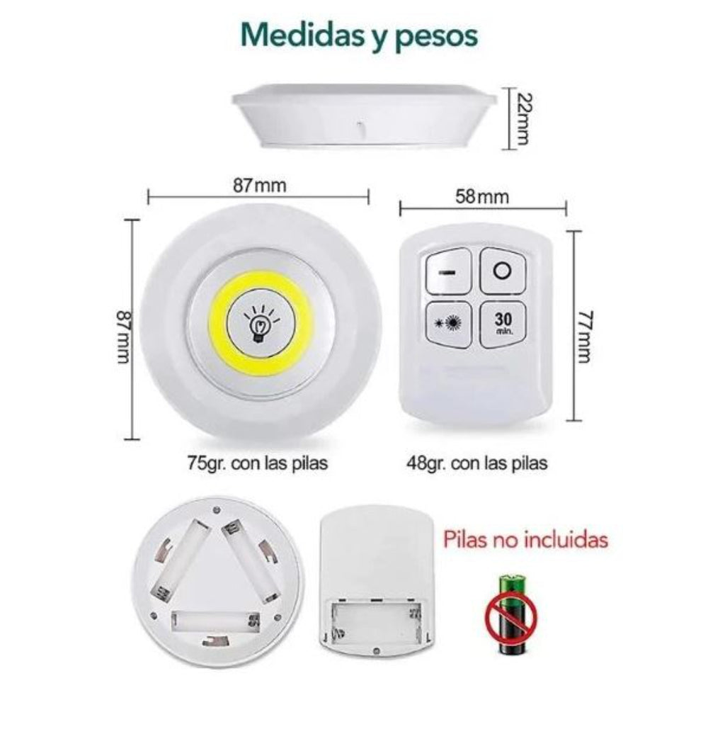 Lampara Luz Led set por 3 con Control