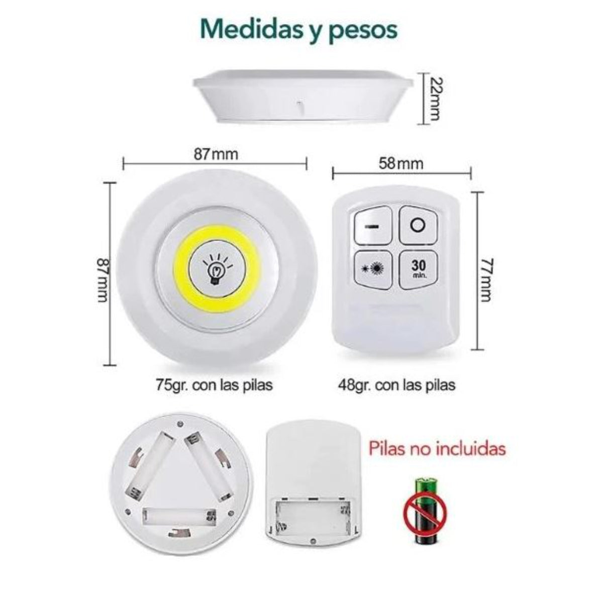 Lampara Luz Led set por 3 con Control