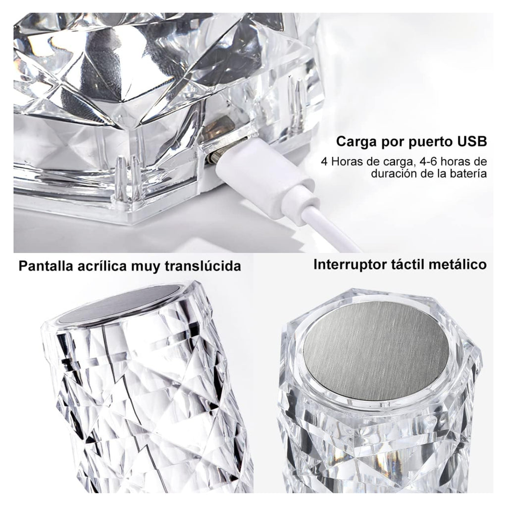 Lampara LED De Mesa Táctil RGB Cristal
